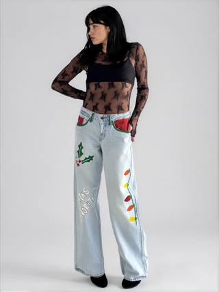 'Santas Favorite' Painted Levi's Jeans