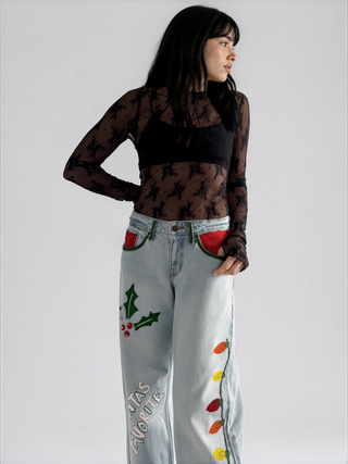 'Santas Favorite' Painted Levi's Jeans
