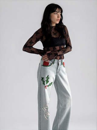 'Santas Favorite' Painted Levi's Jeans
