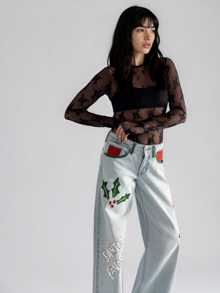 'Santas Favorite' Painted Levi's Jeans