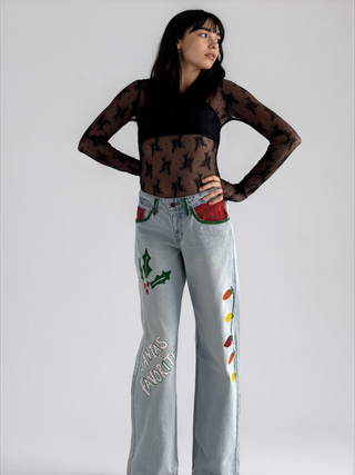 'Santas Favorite' Painted Levi's Jeans