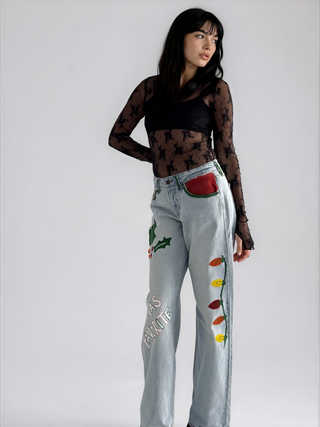 'Santas Favorite' Painted Levi's Jeans