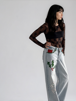 'Santas Favorite' Painted Levi's Jeans