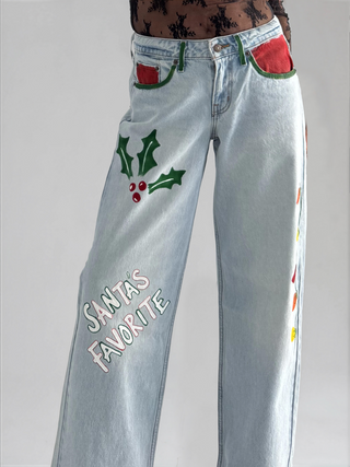 'Santas Favorite' Painted Levi's Jeans
