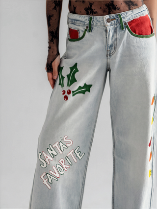 'Santas Favorite' Painted Levi's Jeans