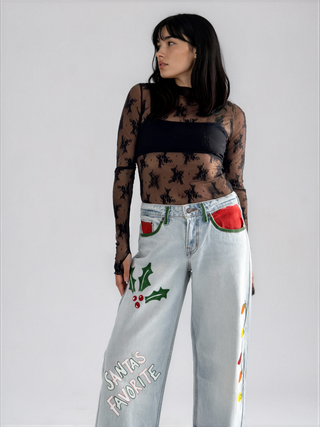 'Santas Favorite' Painted Levi's Jeans