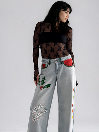 'Santas Favorite' Painted Levi's Jeans