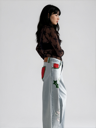 'Santas Favorite' Painted Levi's Jeans