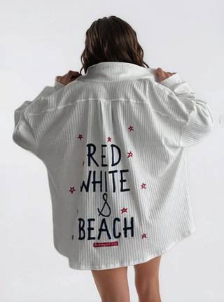 'Red, White and Beach' Painted Shirt