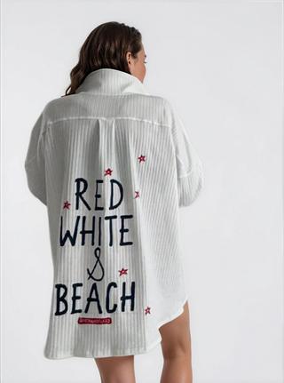 'Red, White and Beach' Painted Shirt