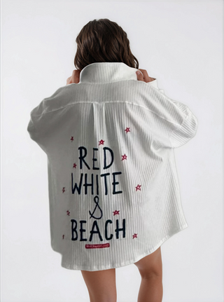 'Red, White and Beach' Painted Shirt