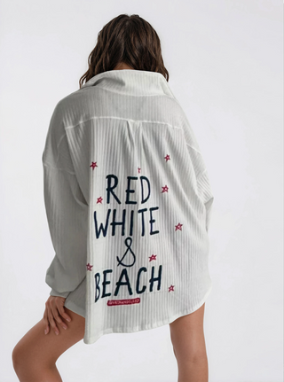 'Red, White and Beach' Painted Shirt