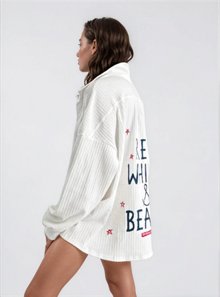 'Red, White and Beach' Painted Shirt