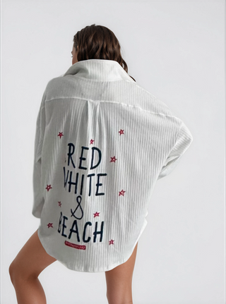 'Red, White and Beach' Painted Shirt