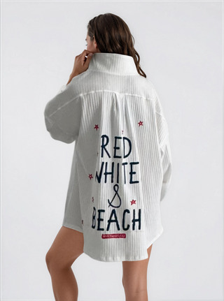 'Red, White and Beach' Painted Shirt
