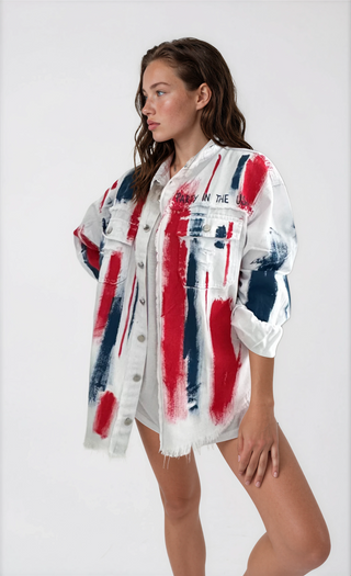 'Red, White & Blue Party' Painted Jacket