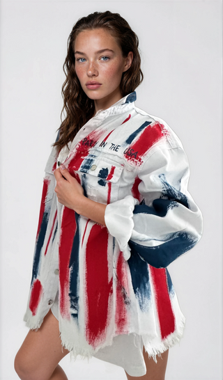 'Red, White & Blue Party' Painted Jacket