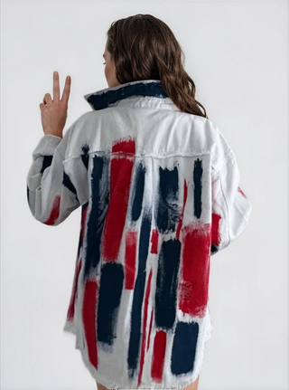 'Red, White & Blue Party' Painted Jacket