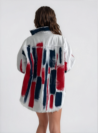 'Red, White & Blue Party' Painted Jacket
