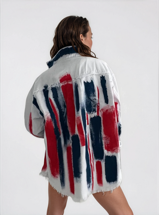 'Red, White & Blue Party' Painted Jacket