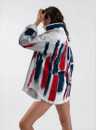 'Red, White & Blue Party' Painted Jacket