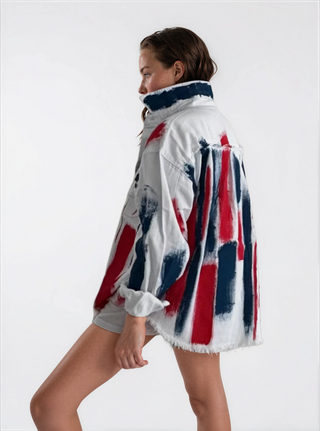 'Red, White & Blue Party' Painted Jacket