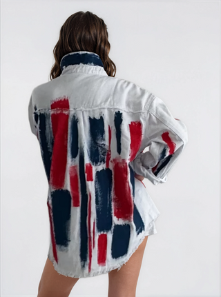 'Red, White & Blue Party' Painted Jacket