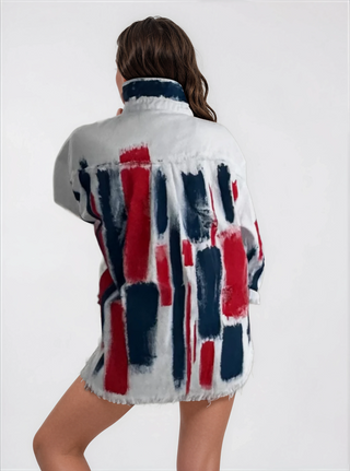 'Red, White & Blue Party' Painted Jacket