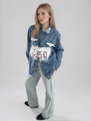 'USA is 250' Painted Levi's Denim Shirt