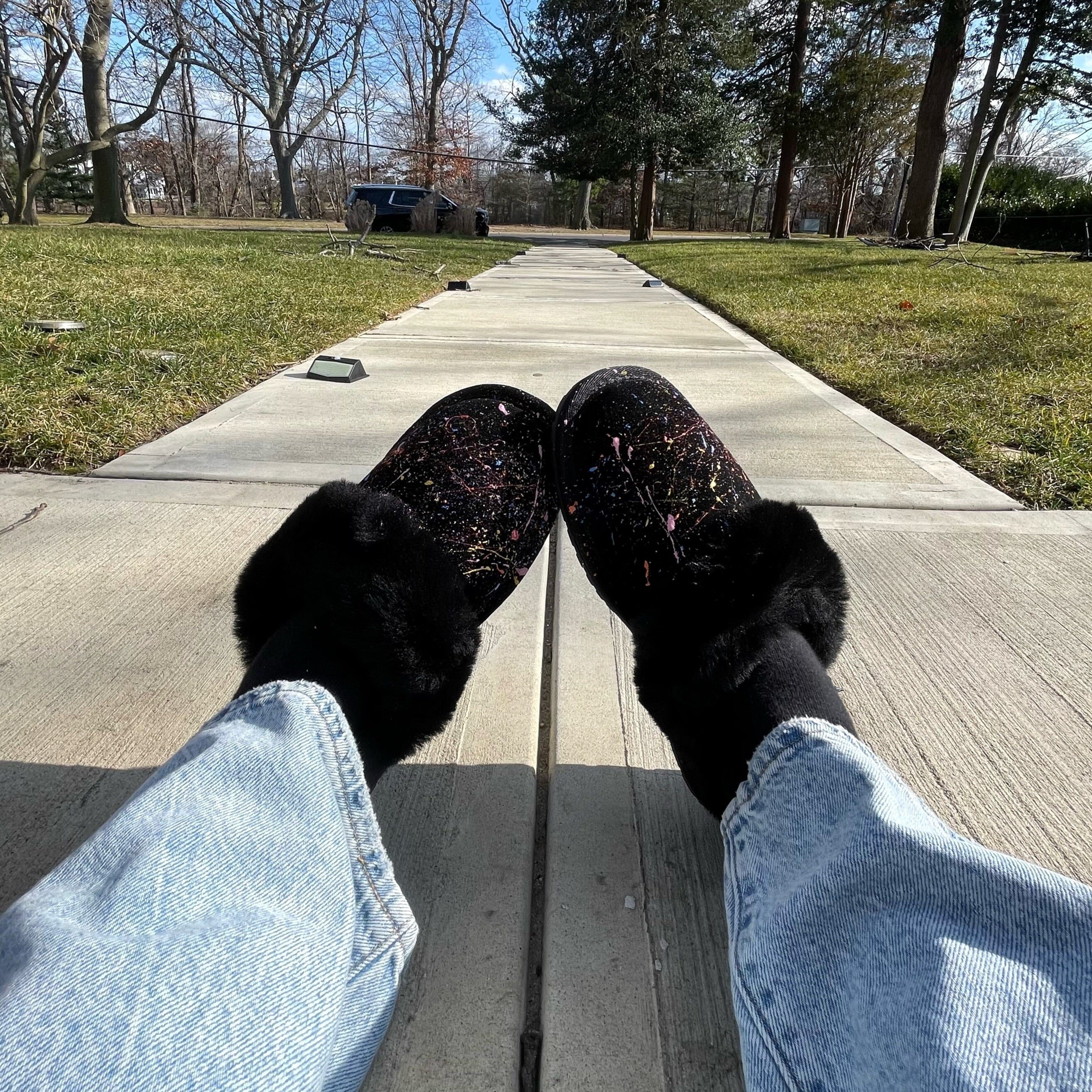 'Splatter' Painted Emu Slipper