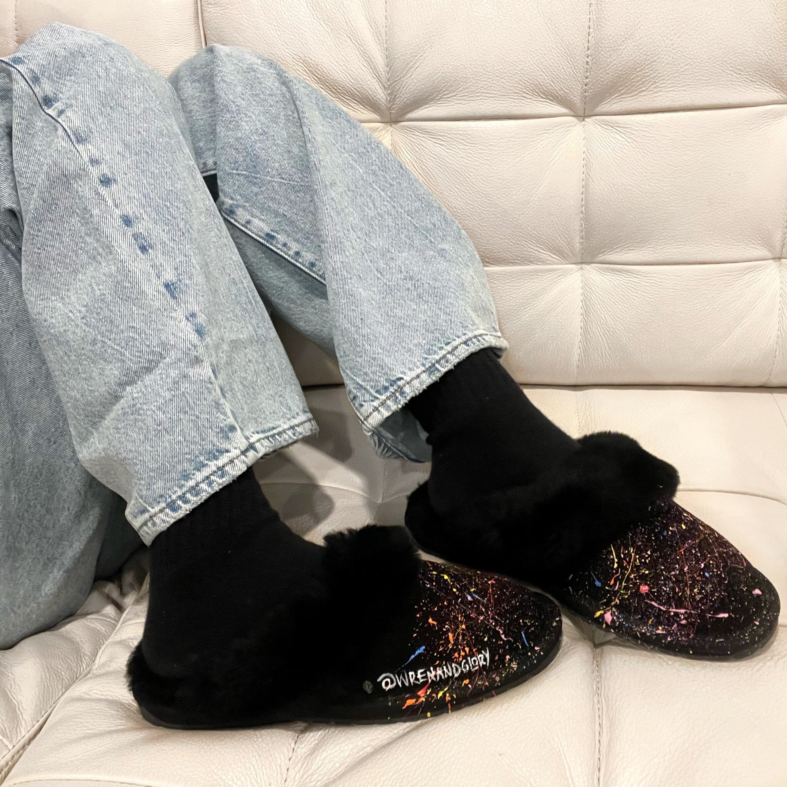 'Splatter' Painted Emu Slipper