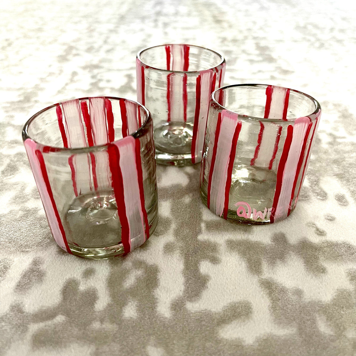 'Pink Striper' Shot Glasses