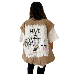 'Grateful' Painted Puffer Vest