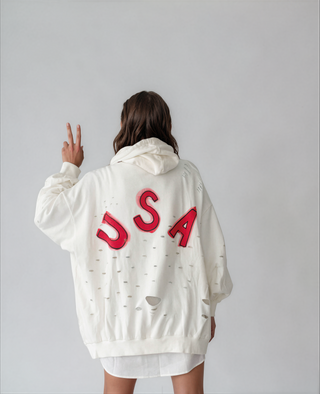 'USA USA USA' Painted Hoodie
