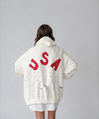 'USA USA USA' Painted Hoodie