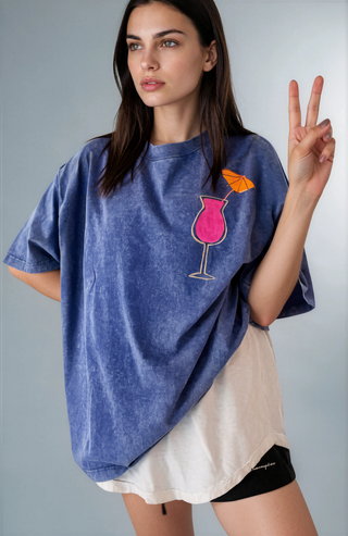 'Cocktails, Please' Oversized T Shirt