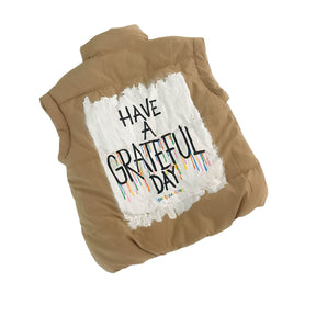 'Grateful' Painted Puffer Vest