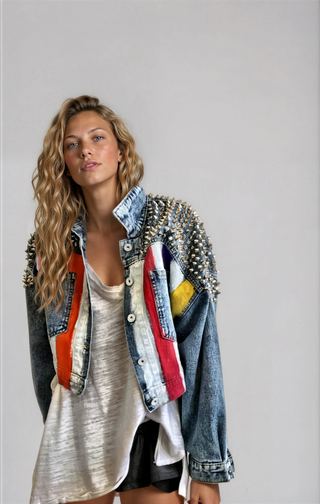 'RAINBOW SPIKE' DENIM JACKET