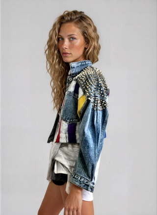 'RAINBOW SPIKE' DENIM JACKET