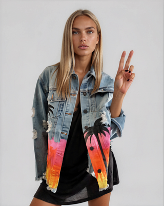 'Festival Fun' Painted Denim Jacket