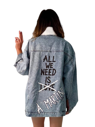 'Martini Love' Painted Denim Jacket