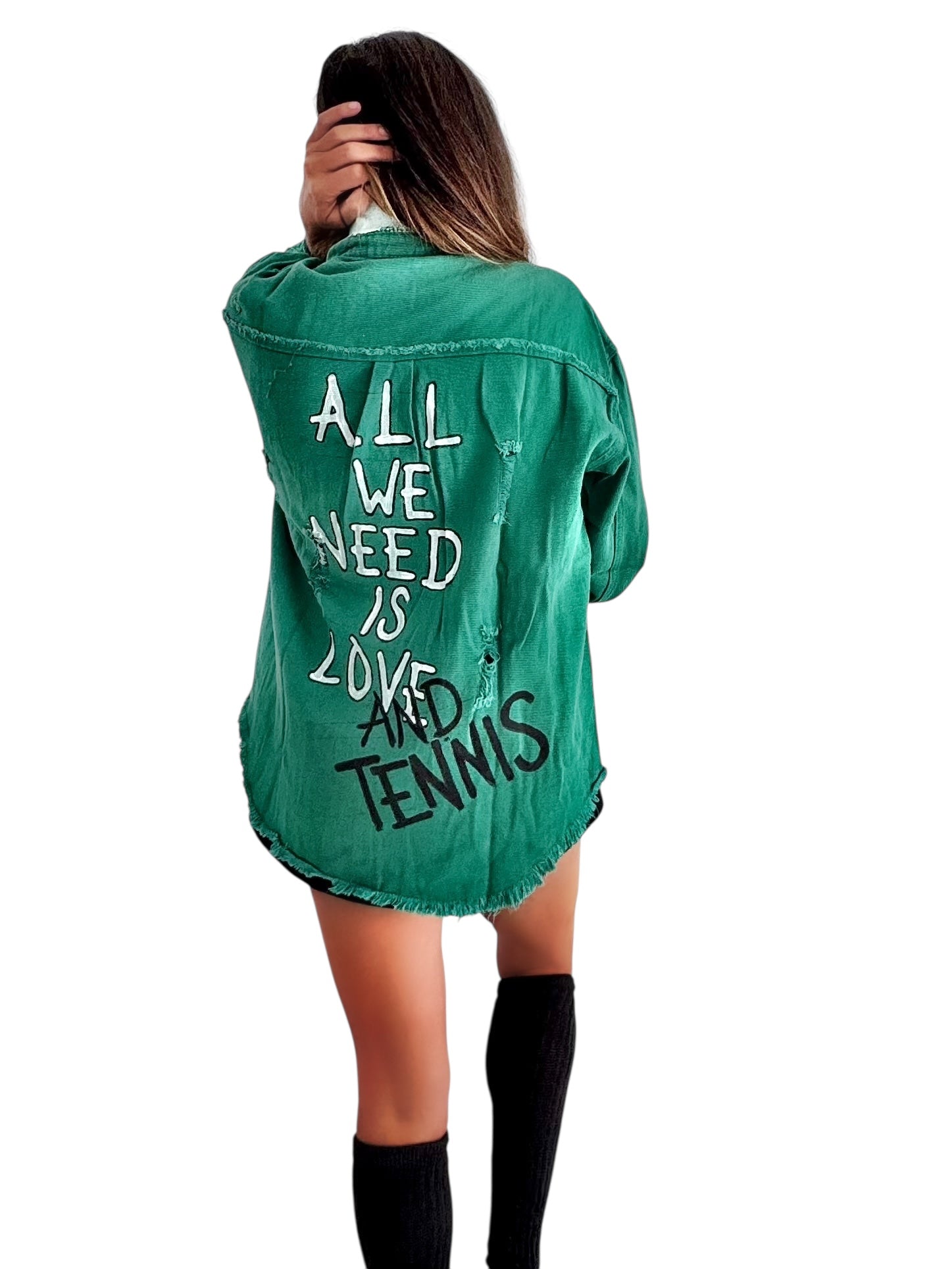 'Love & Tennis' Painted Jacket
