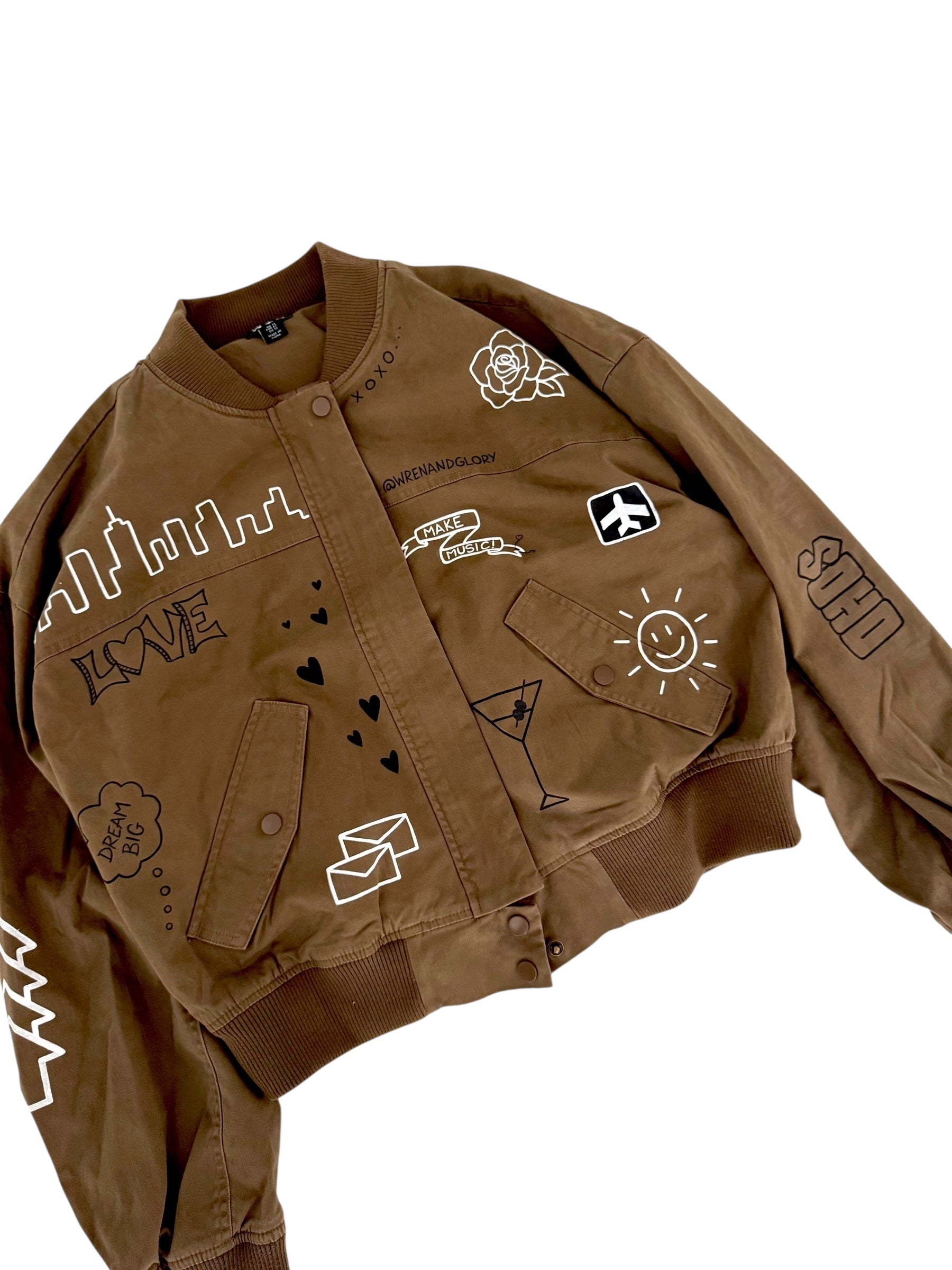 'From NYC with Love' Painted Bomber Jacket