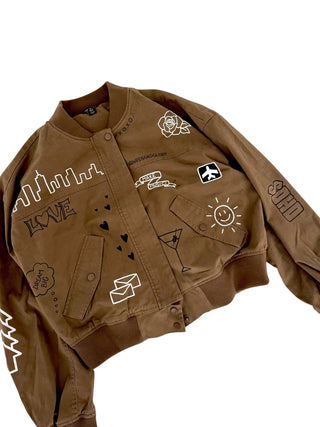 'From NYC with Love' Painted Bomber Jacket