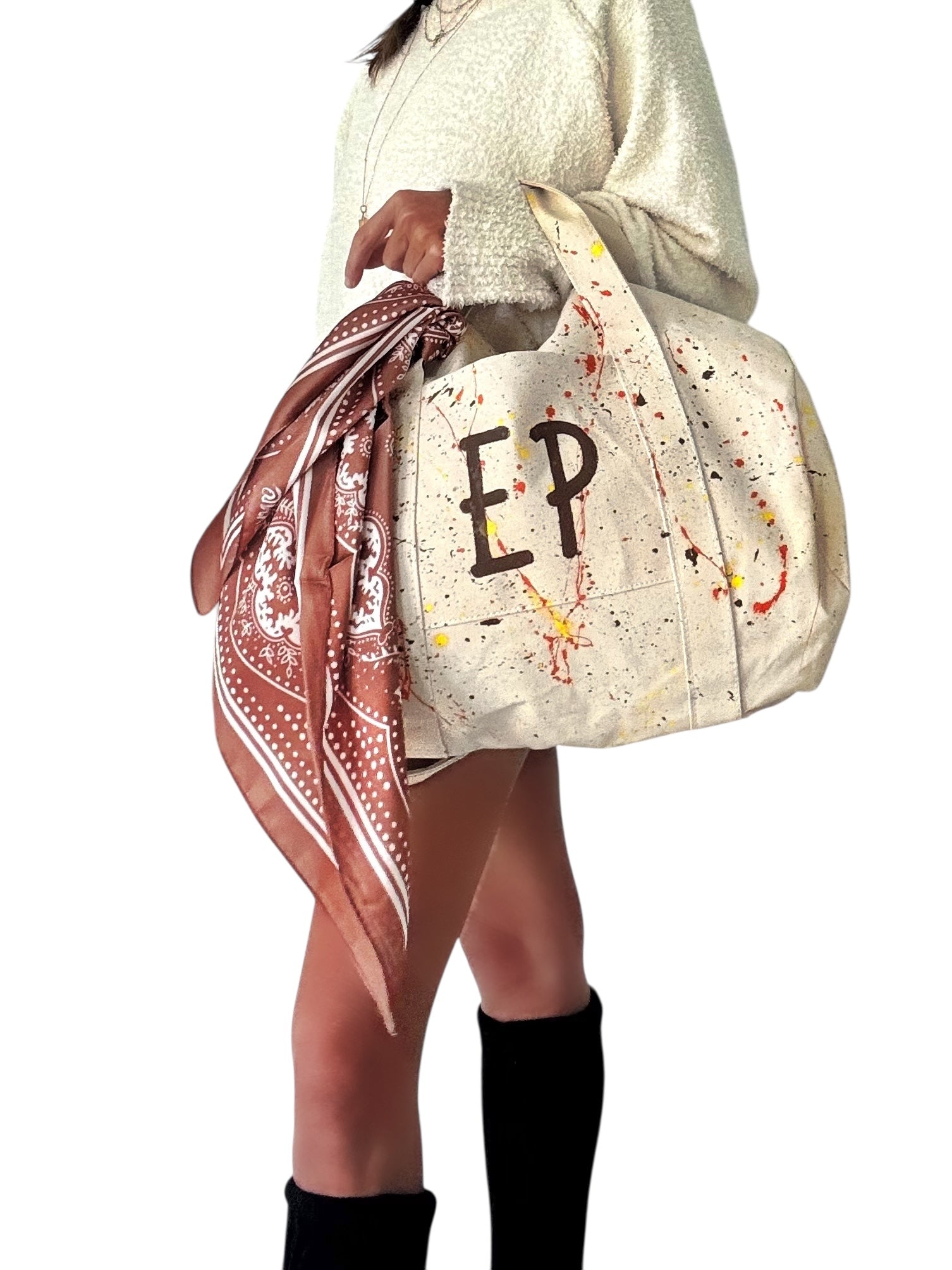 'My Personalized Duffle' Painted Bag (with silk banadana)