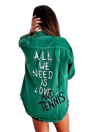 'Love & Tennis' Painted Jacket