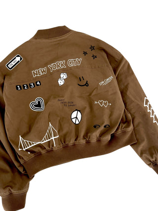 'From NYC with Love' Painted Bomber Jacket