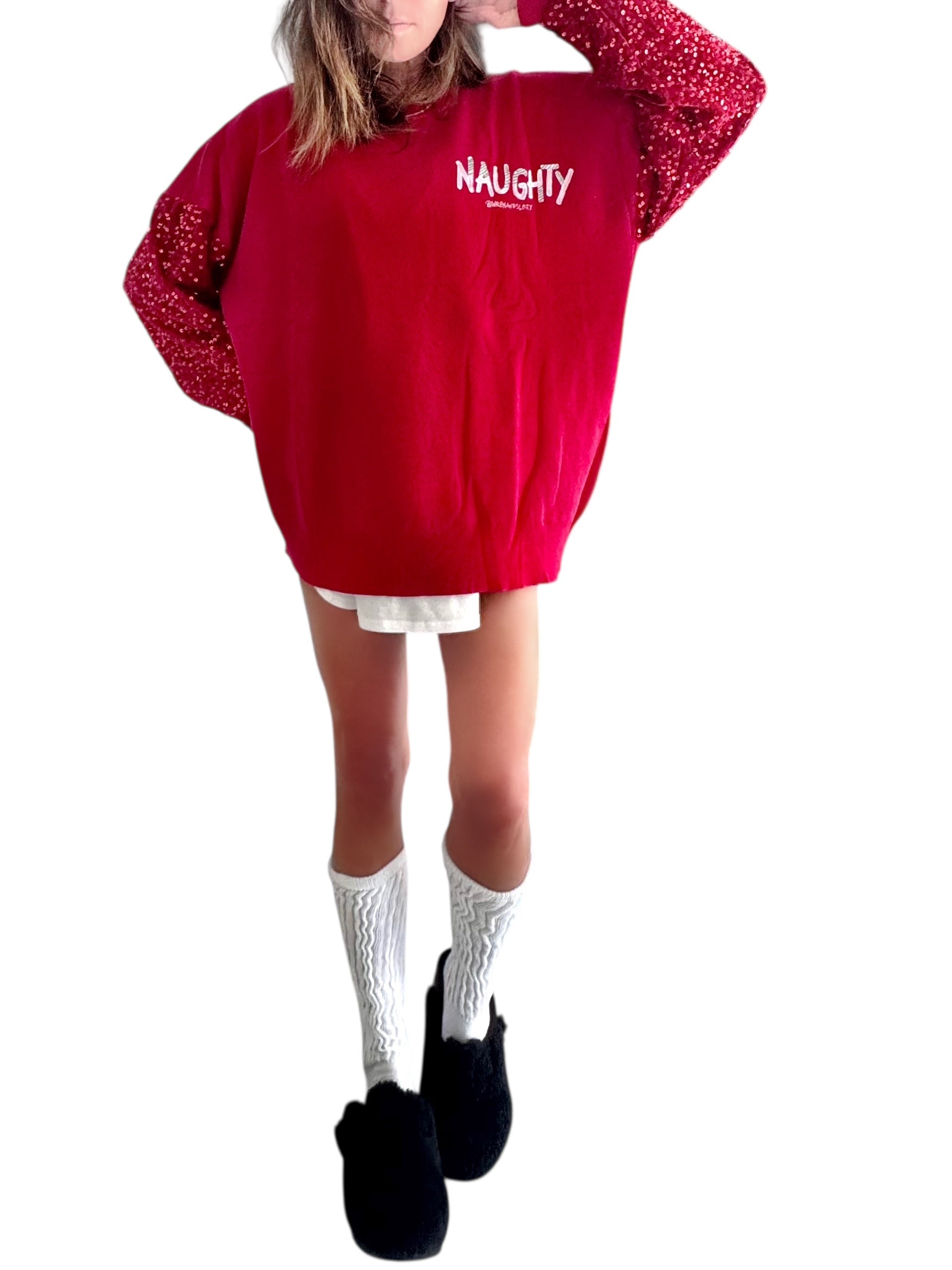 'Naughty Naughty' Knit Painted Sweater