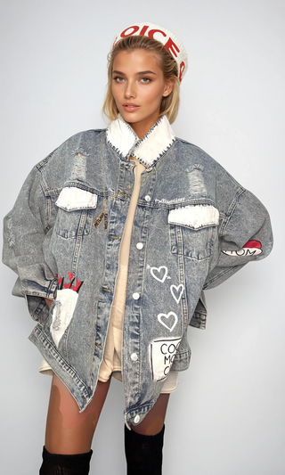 'Queen Mom' Painted Denim Jacket