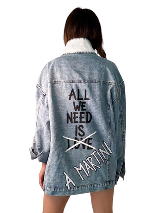'Martini Love' Painted Denim Jacket